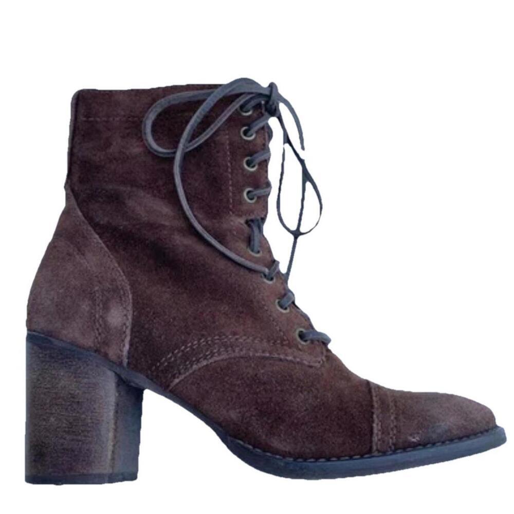 Steve Madden Gretell Boots Womens Sz 9 Brown Lace Up Heeled Leather